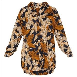 PLT brown leaf swim suit cover up set